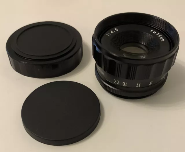 Darkroom Enlarging Lens 75mm f4.5 Lens Caps 39mm 6cm x 6cm Macro Boxed New (e)