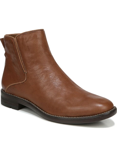 FRANCO SARTO Womens Brown Marcus Almond Toe Stacked Heel Leather Booties 10 M