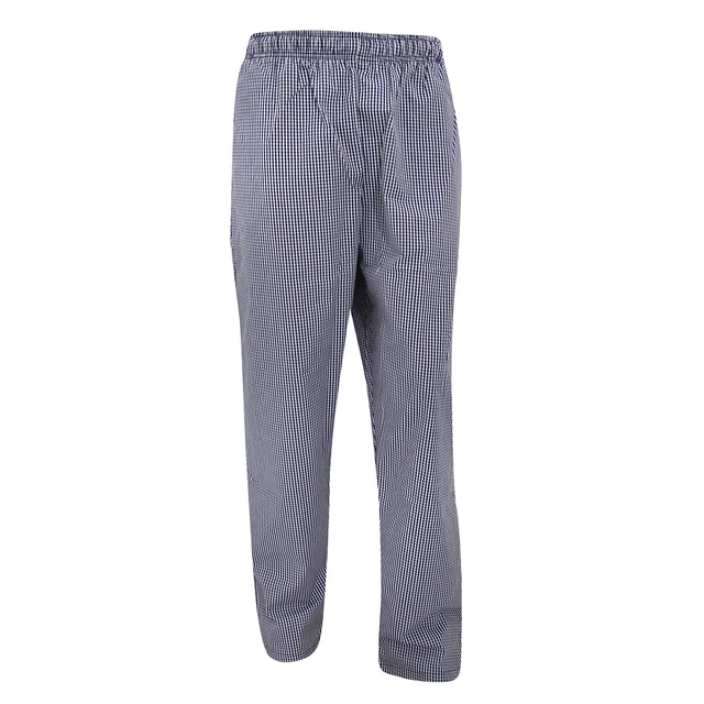 Dennys Unisex Kochhose, blau-weiß kariert, elastisch (2 Stück/Packung) (BC4319)