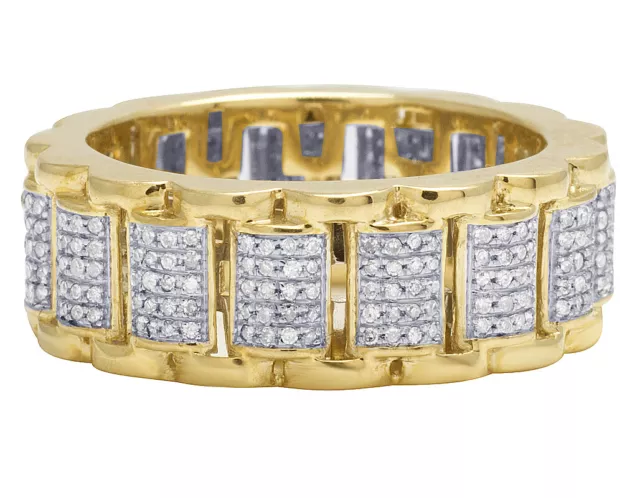 Bague homme 10K or jaune lien présidentiel véritable diamant éternité 9/10CT 3