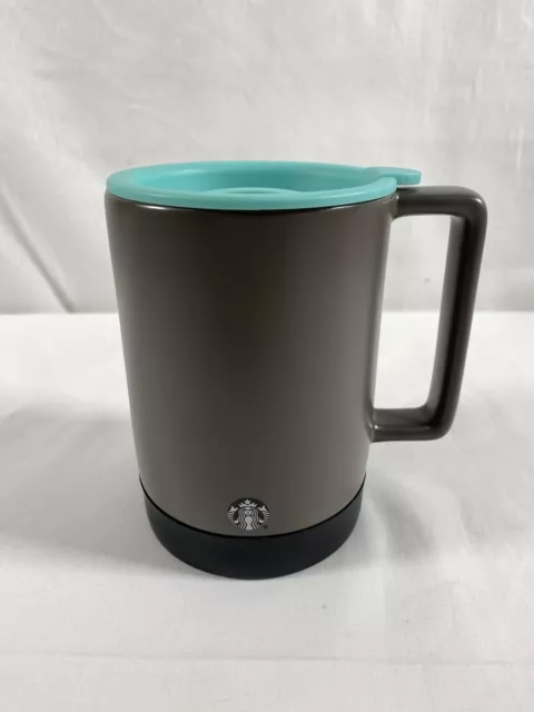 Starbucks Ceramic Travel Mug with Rubber Bottom Coffee 14oz Gray Black With Lid