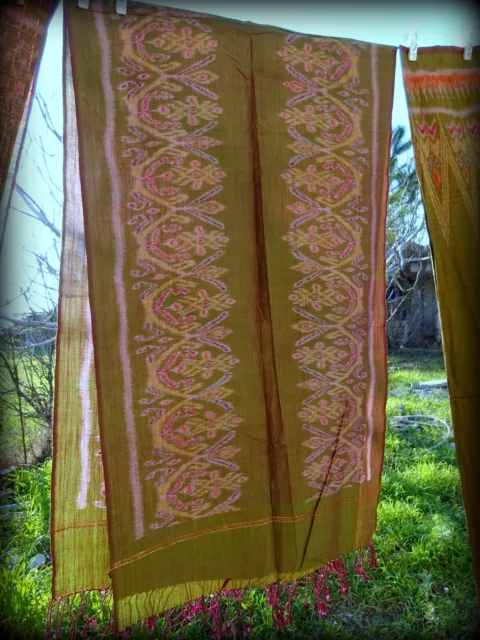 Sciarpa di seta tailandese tessuta a mano tessile vintage circa 1970 Thailandia -