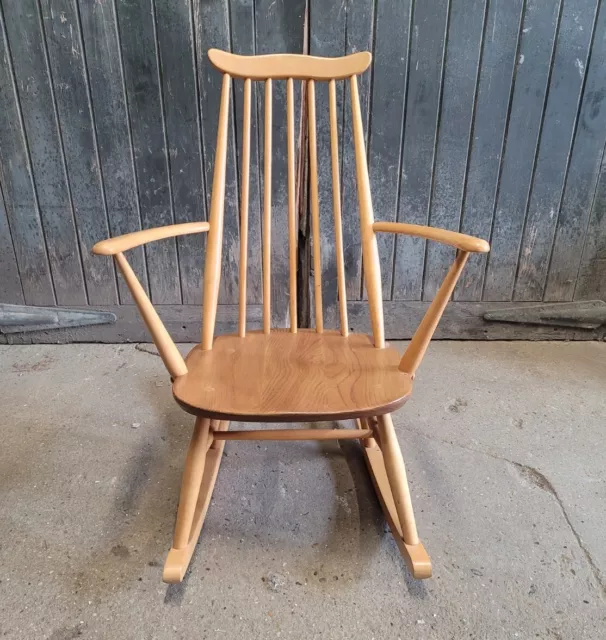 Retro Vintage Ercol Blonde Elm Rocking Chair