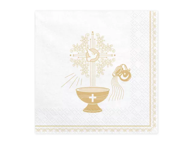 Servietten 33x33cm 3lagig Motiv Taufe Gold 20 St. Papierservietten Tischdeko