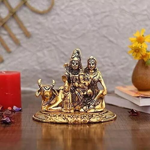 Handgefertigte Shiva Parvati Ganesh Idol Shiv Parivar Murti Statue Skulptur