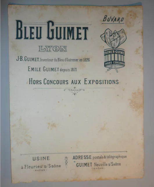 Grand buvard BLEU GUIMET, Lyon - Inventeur du Bleu d'Outremer en 1826