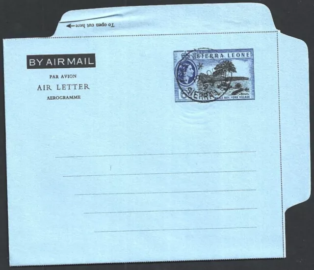 (BL) Sierra Leone QEII 6d Whale Bay, York Village air letter watermark H