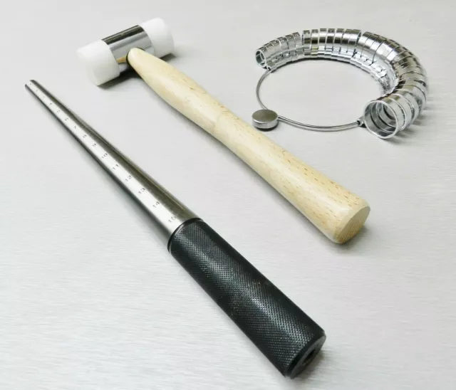 Stahlring Dorn Nylon Hammer Fingergröße Messgerät Breitband Schmuck Werkzeug Set 3