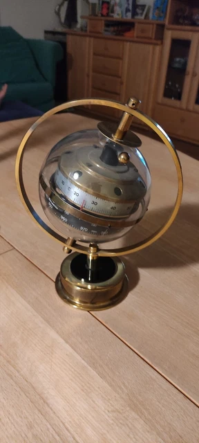 HUGER SPUTNIK Art Deko Wetterstation Globus Barometer Hygrometer 60er #10