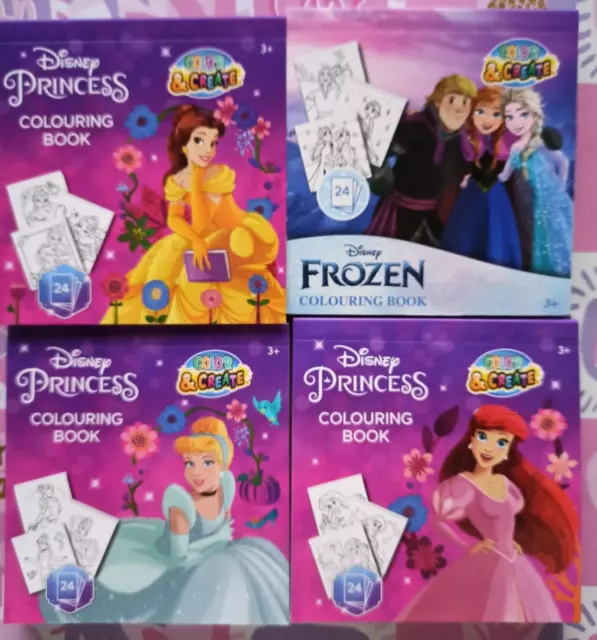4 Disney Princess Mini Malbuch Set  Malbücher mit je 24 Seiten Malen Kinder