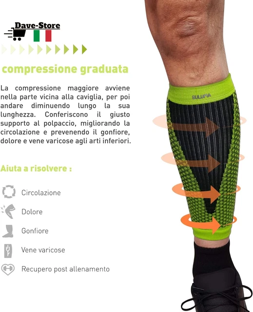 Fasce Compressione Sportive per Polpacci Sostegno Sollievo per I Muscoli