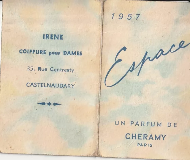 Calendrier de poche Pub pour Parfum Cheramy 1957