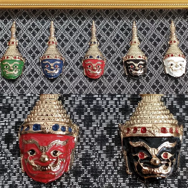 Ramakien Thai Art Enamel Charm Set Framed Mythical Travel Eastern Jewel Pieces