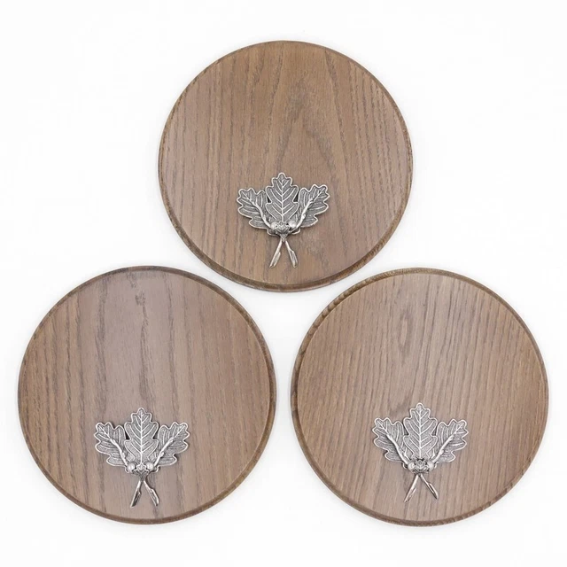3x Placa de Jabalí Tablero Keiler Redondo Braun Af 17cm 3 Hoja Roble Portada 4