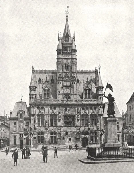 OISE. Hôtel de Ville de Compiègne 1900 old antique vintage print picture