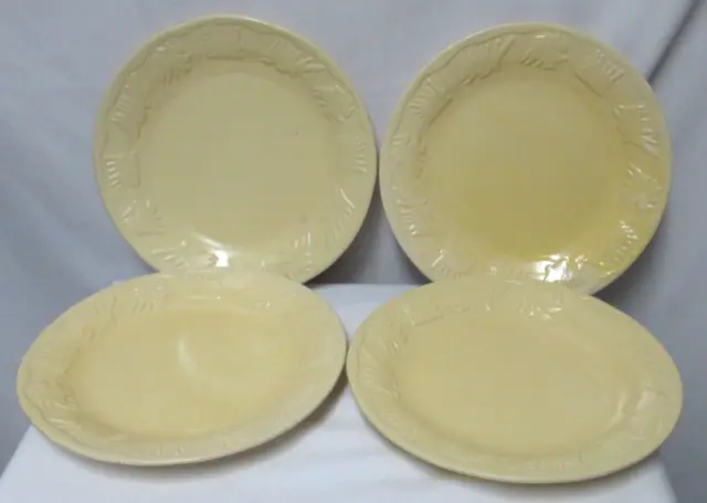 Fioriware Vintage yellow Dinner plate set 4 Art Pottery Stoneware 11.5" across