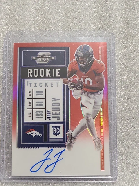 2020 Contenders Optic Jerry Jeudy Red Prizm Rookie Ticket On Card Auto RC # /199