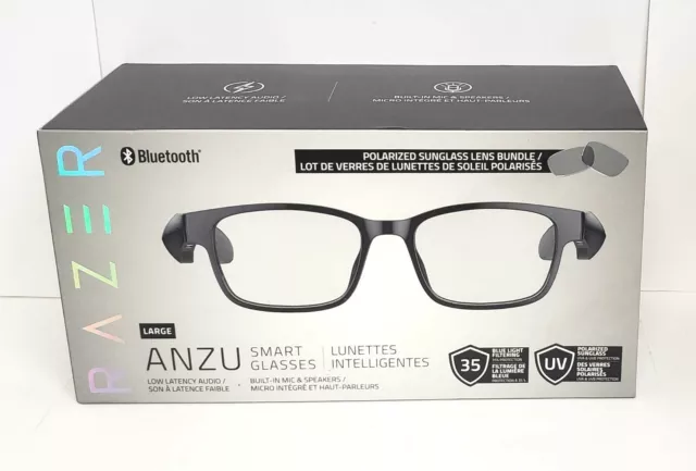 NOB RAZER ANZU Smart Glasses LARGE Rectangle Frame Bundle w/ Blue Light Filter 2