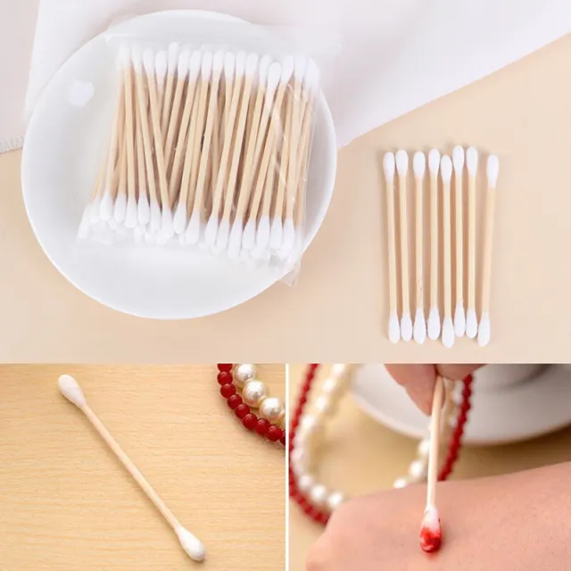 100Pcs Double Head Disposable Makeup Cotton Swab Cotton Buds Daily Cleaning T#km 3