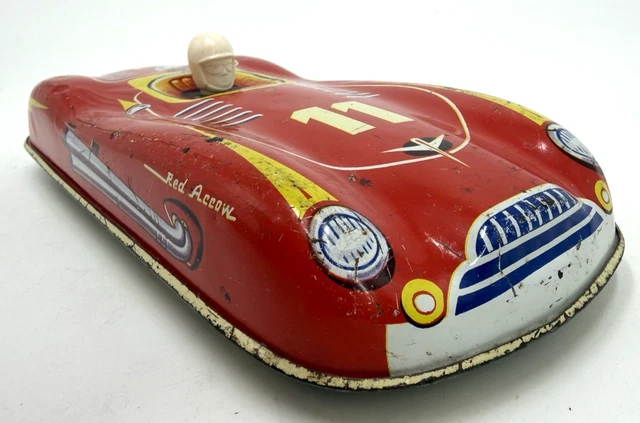 Jouet Ancien Voiture De Course N°13 – FJ France Jouets – Tôle Litho – 1950's – 12 Cm