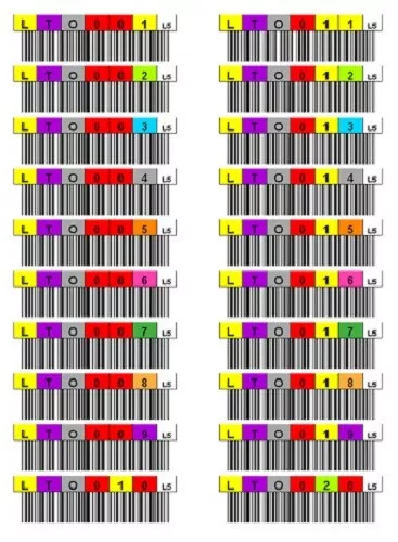 Custom Lto Backup Tape Barcode Labels (Printed To Customers Specification) X 20