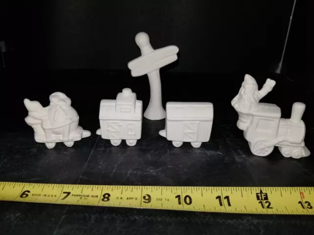 5pc Santa Claus Train Set Ready to Paint Unpainted FREE  Ceramic Bisque