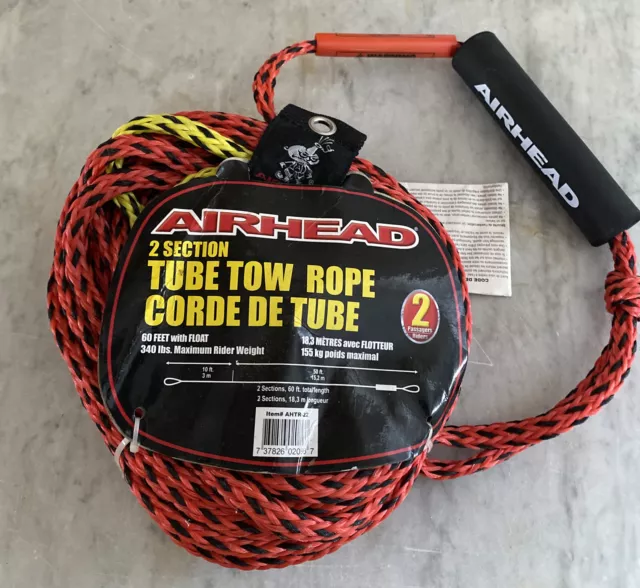 Tube Tow Rope 2 Rider 60ft Two Section Float Tubing Water Sports Towable New