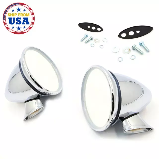 Door Or Fender Mirror New L/R Bullet Chrome Alloy For Sabb Sonett Iii Lhd Coupe