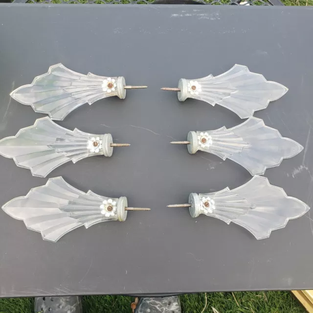 Vintage Art Deco Glass Curtain Drapery Hold Backs Lot Of 6