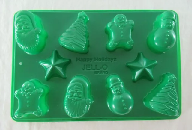Molde de gelatina de Navidad Jell-O Jigglers Happy Holidays Navidad Kraft 2010 plástico verde