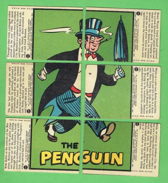 #D439.    Scanlens 1966  Batman Red Bat Cards - Penguin  Puzzle Backs #29 - 34