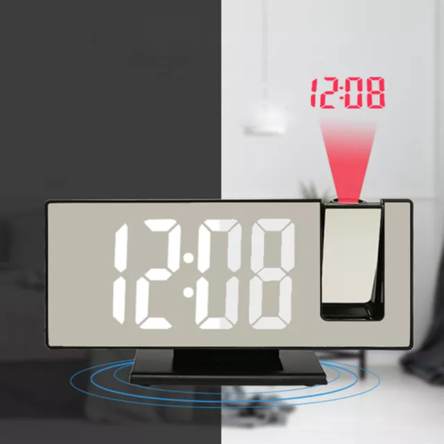 LED Digital Projection Alarm Clock Temperature Date Snooze Ceiling Projector UK