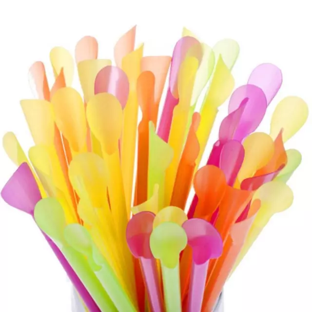 Pack of 1000 spoon straws Ø 6 x 200 mm. Colorful Bar Bar Slush Straw N1L6