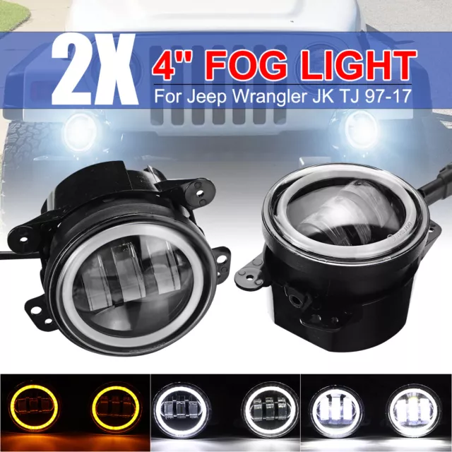 2X Feux Brouillard Ronds 30W LED Conduisant des Lampes Pour Jeep Wrangler JK TJ