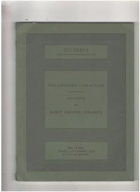 Sotheby's Catalog Early Chinese Ceramics Lindberg Collection, London,1978