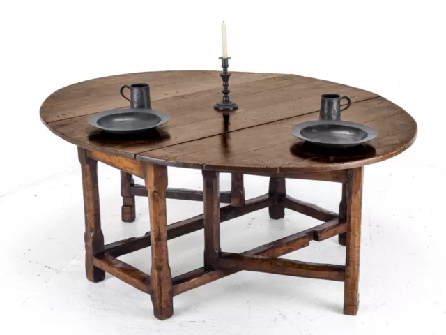 Late C17th /Early C18th Oak Gateleg Drop Leaf Country Dining Table (8 Seater) 2