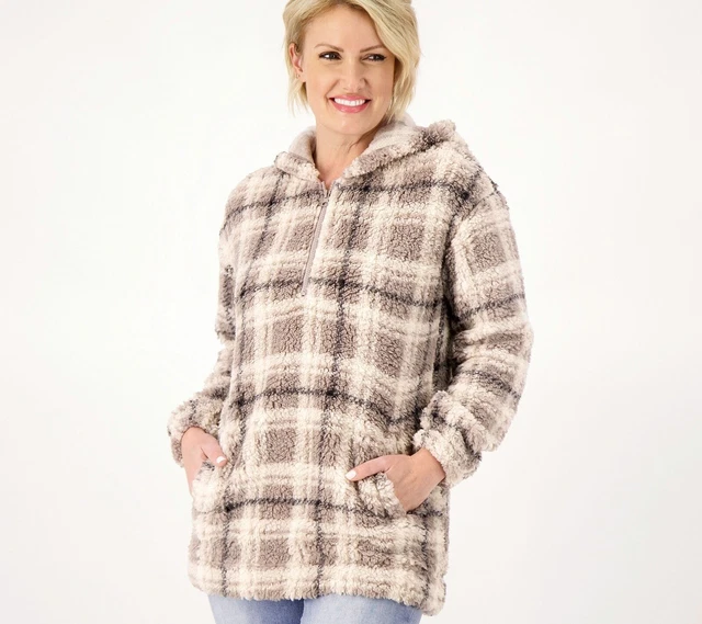EUC Koolaburra by UGG Brushed Back Sherpa Hoodie Pullover Portobello Plaid, XS