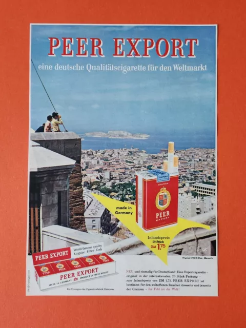 B93. Peer Export Zigaretten Werbeanzeige Werbung Reklame 1960