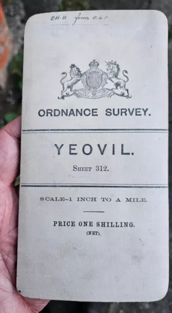 Vintage 1907 Paper Map Ordnance Survey Map 1 inch To A Mile Yeovil