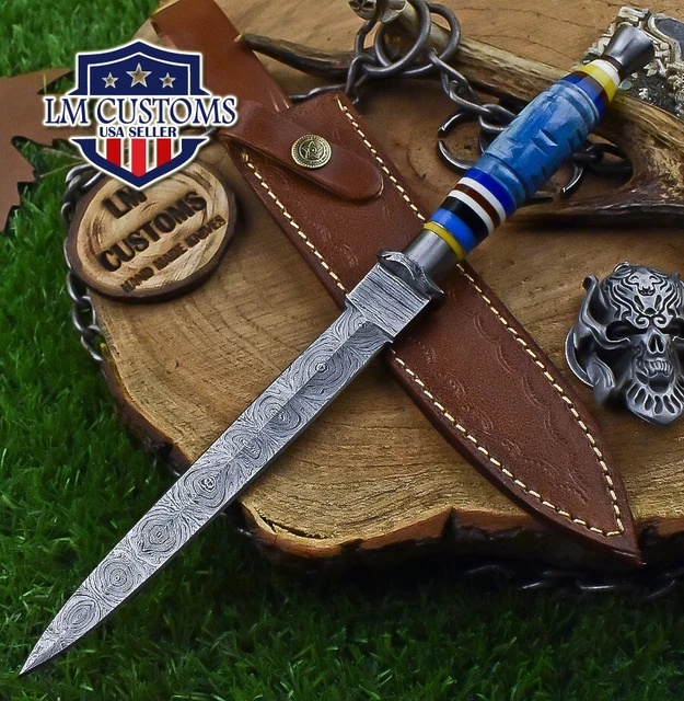 Custom Hunting Knife Twist Damascus Bone Damascus Guard Hunting
