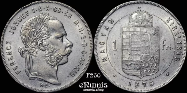 HUNGARY, Franz Joseph I, 1 Forint 1879, aUNC