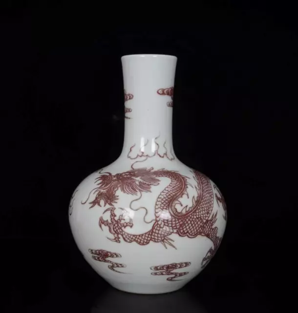 Old Chinese Underglaze Red Porcelain Vase Kangxi Marked St1377