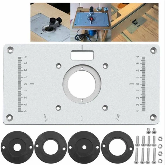 Aluminium Fräser Einlegeplatte 235x120mm - Router Zubehör Für Frästisch Mit 4 Einsatzingen