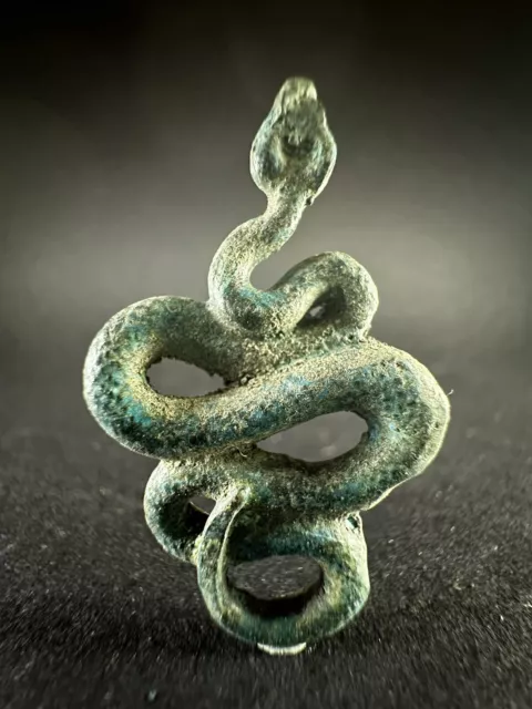 RARE ANCIENT VIKING NORSE BRONZE SERPENT JöRMUNGANDR AMULET PENDANT CIRCA 800AD