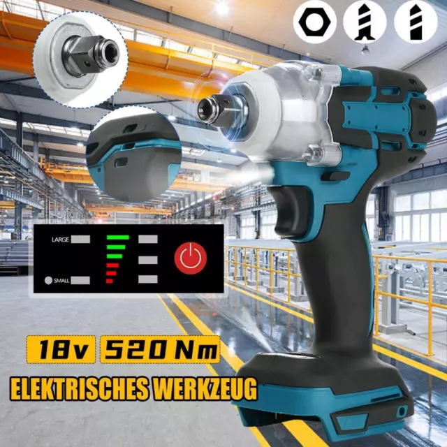 520NM Akku Schlagschrauber Ratschen Akkuschrauber Bürstenloser für Makita 18V