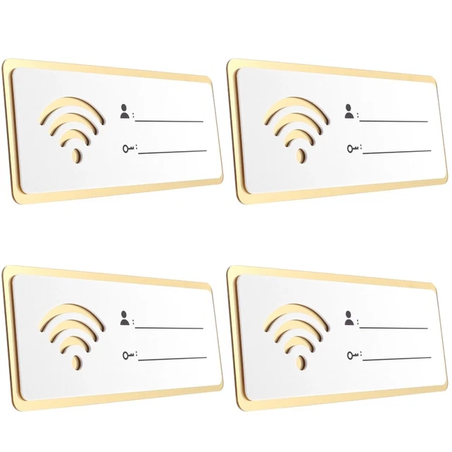 4x Placa WIFI Señal de Contraseña Acrílico WIFI Señal de Pared Acrílico Señal Wifi