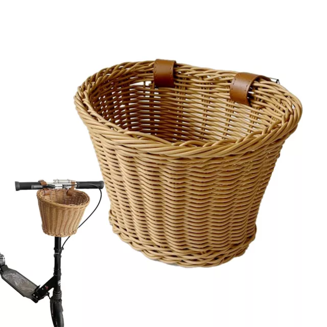 Bike Basket Wicker Woven Retro Bicycle Front Basket Handlebar Storage Basket