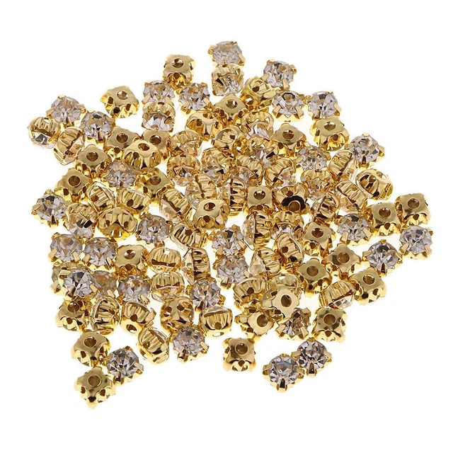 100 stücke acryl flatback nähen auf strass diy handwerk handwerk 6mm gold