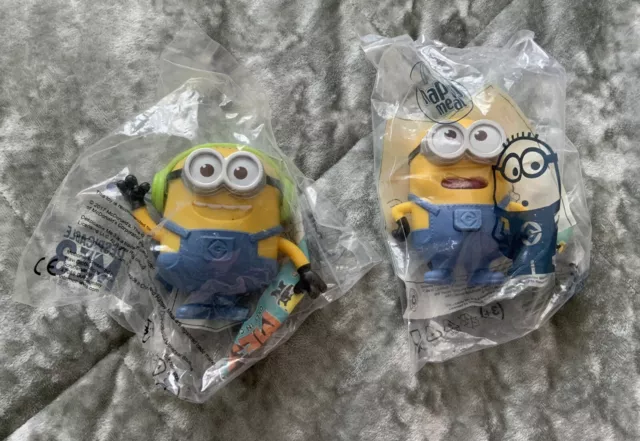 2 x McDonald's Minions Happy Meal Toys Despicable Me 3 2017 Neu in versiegelten Taschen