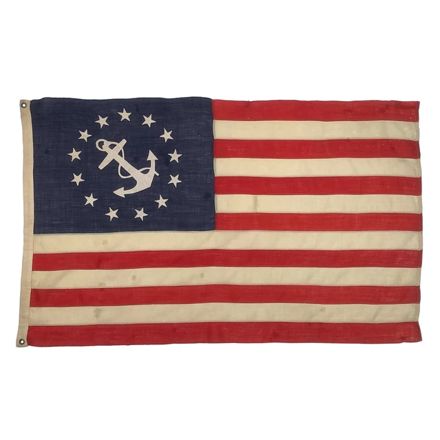 Large Wool Yacht Ensign American Flag Maritime Navy Ship Antique Nautical Anchor
